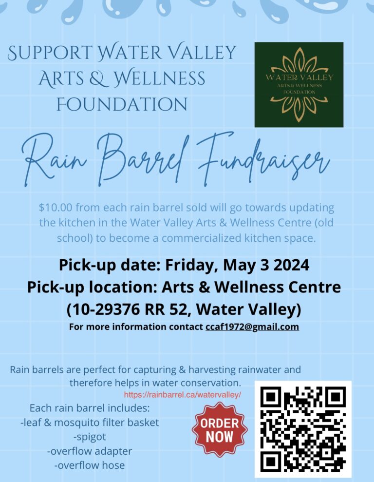 Rain Barrel Fundraiser Supporting Water Valley Arts & Wellness Foundation