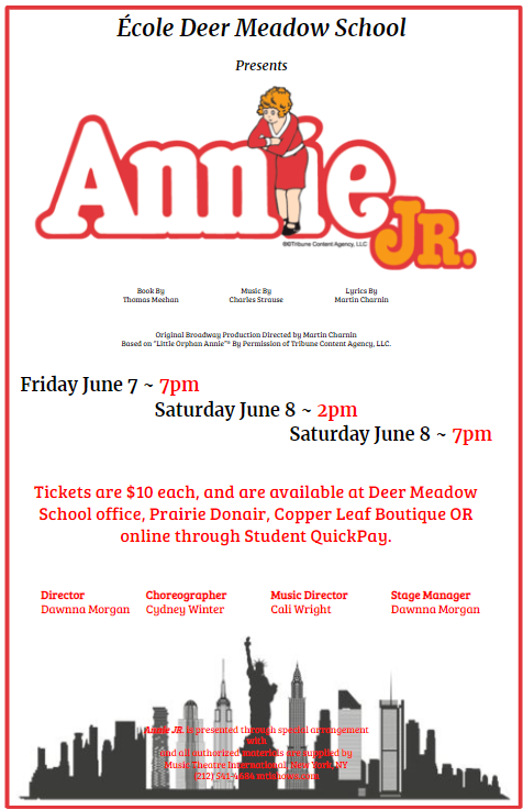 Ecole Deer Meadow School Presenting Annie Jr On June 7-8