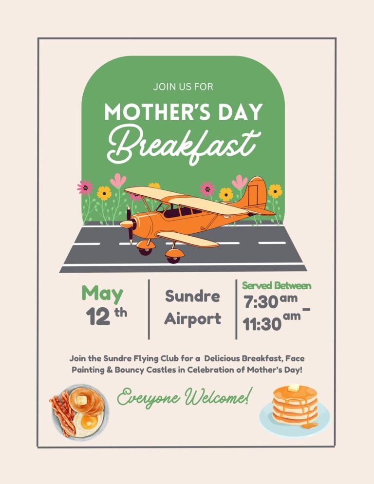 Mother’s Day Breakfast On May 12 At Sundre Airport