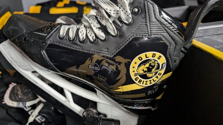 Olds Grizzlys add extra uniform style thanks to local entrepreneur’s custom skate wraps