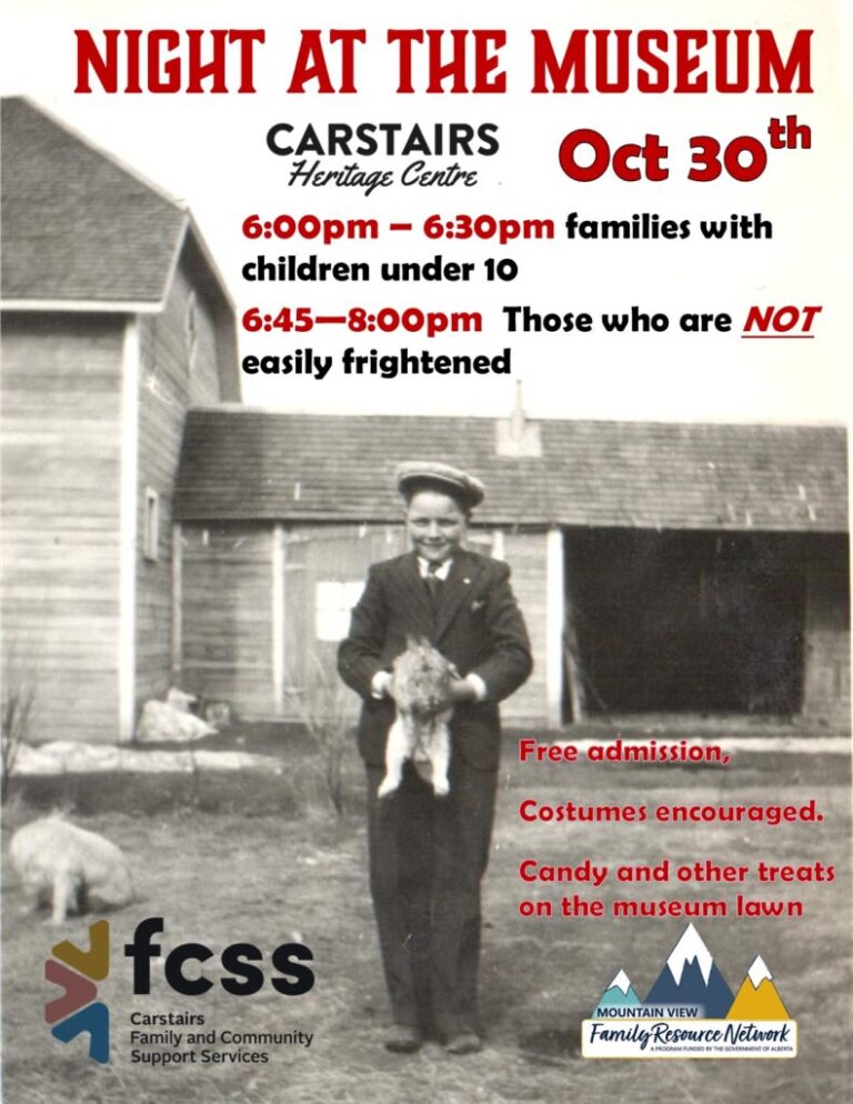 Carstairs Heritage Centre Annual “Night At The Museum” Goes October 30th