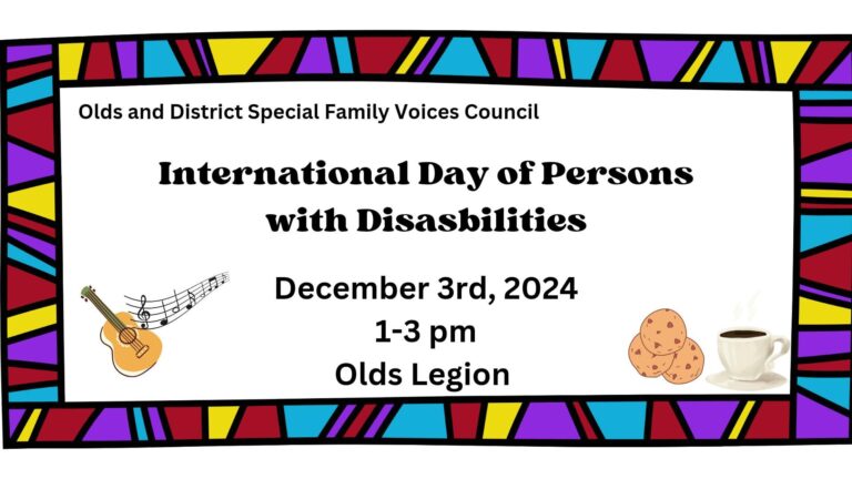 Olds and District Special Family Voices hosting event for International Day of Persons with Disabilities