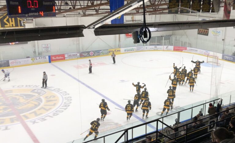 The Olds Grizzlys are backstopped to yet another shootout win in Alberta Junior Hockey League action by Minnesota's Ben Dardis on January 4th, 2025. (Galen Hartviksen, mymountainviewnow.com staff)