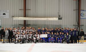 The Mountain View Colts annual charity hockey game in support of the Ride for Dad versus the Red Deer Vipers in Three Hills on January 31, 2025. (Rural AB Motorcycle Ride for Dad Facebook page)