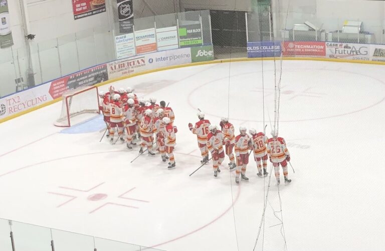 Calgary Canucks win in Olds on February 15, 2025. (Galen Hartviksen, mymountainviewnow.com staff)