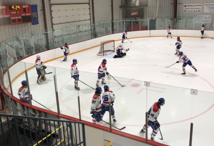 The Mountain View Colts warm up in Three Hills to begin the final weekend of the regular season on February 7, 2025. (Galen Hartviksen, mymountainviewnow.com staff)